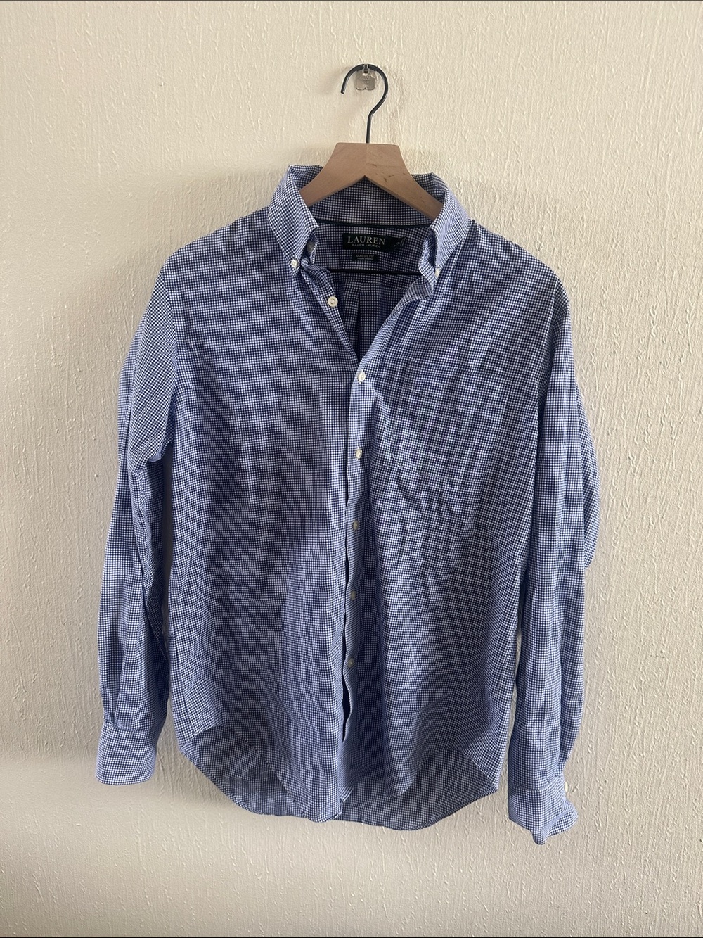 Lauren Ralph Lauren Light Blue Micro-Check Button-Down Dress Shirt